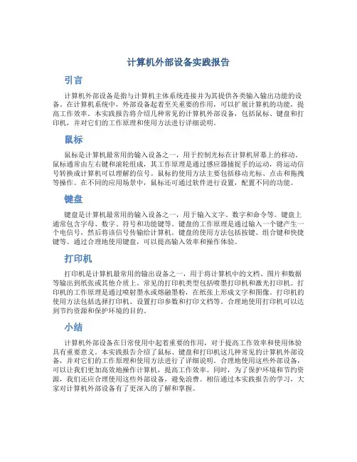 计算机外部设备实践报告