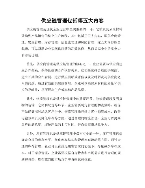 供应链管理包括哪五大内容