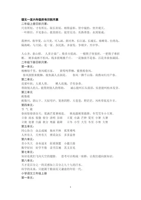 人教版语文一至六年级所有日积月累