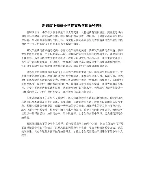 新课改下搞好小学作文教学的途径探析
