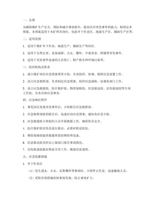 煤矿岗位应急预案