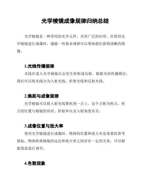 光学棱镜成像规律归纳总结