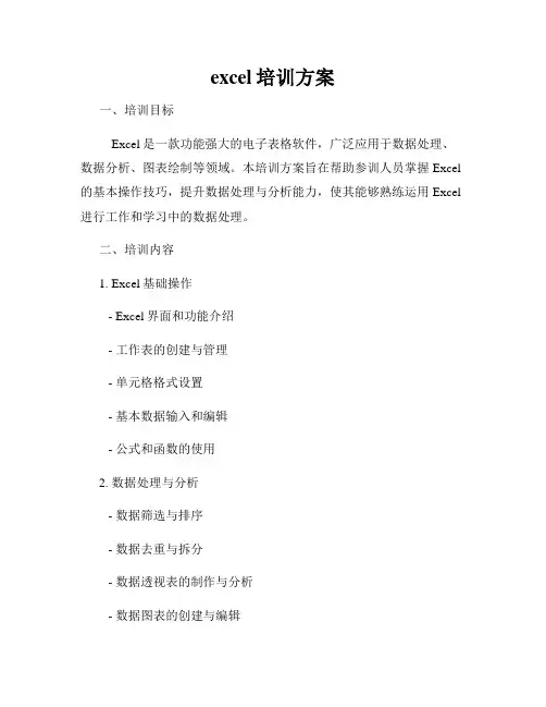 excel培训方案