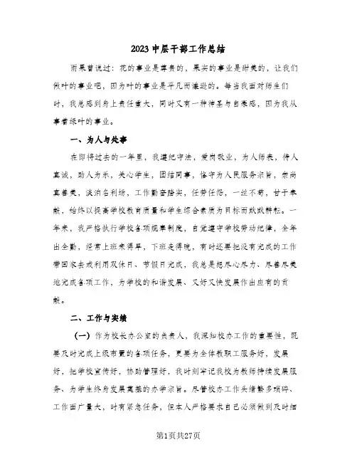 2023中层干部工作总结(8篇)