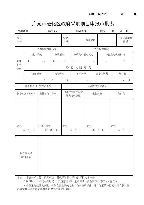 政府采购申报审批表