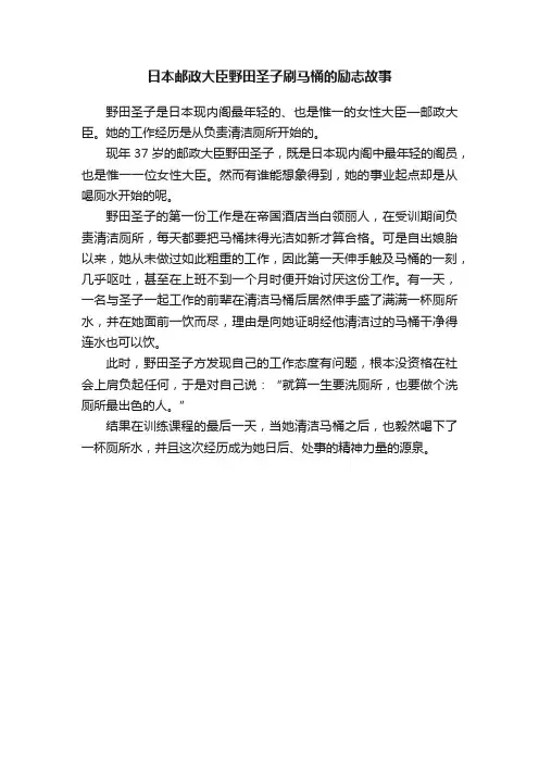 日本邮政大臣野田圣子刷马桶的励志故事
