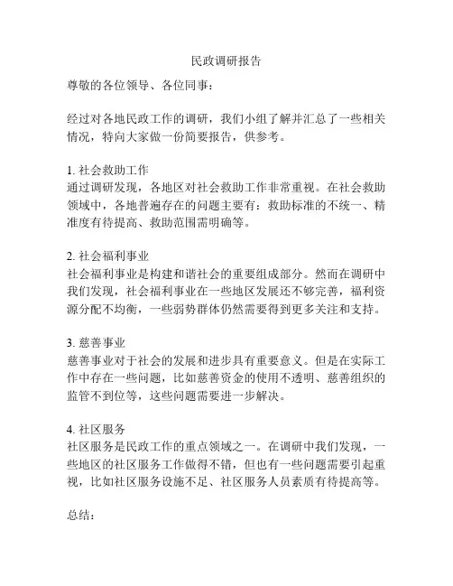 民政调研报告