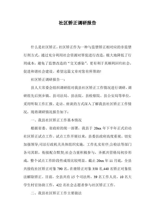 社区矫正调研报告