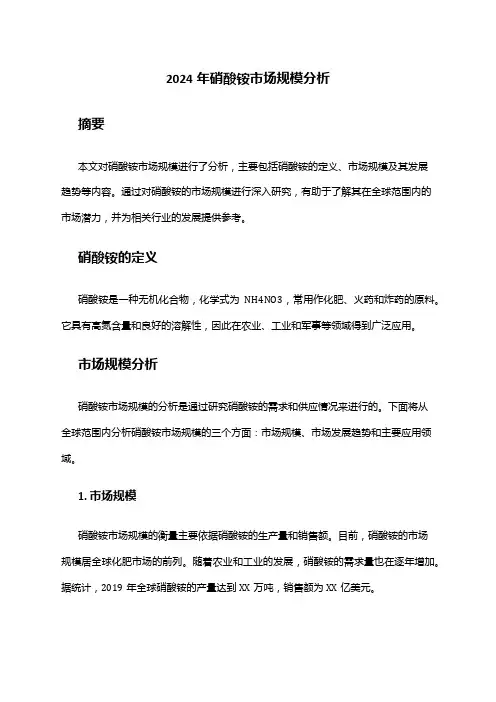 2024年硝酸铵市场规模分析