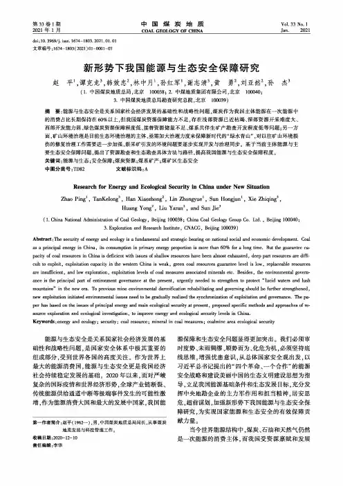 新形势下我国能源与生态安全保障研究