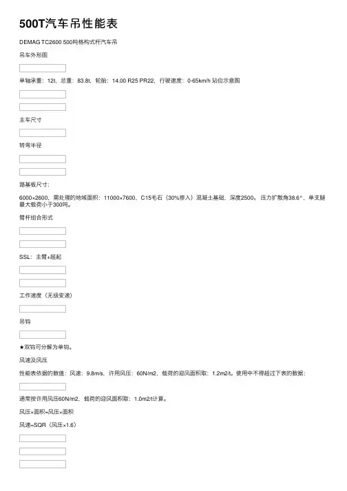 500T汽车吊性能表