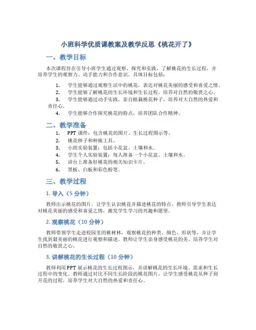 小班科学优质课教案及教学反思《桃花开了》