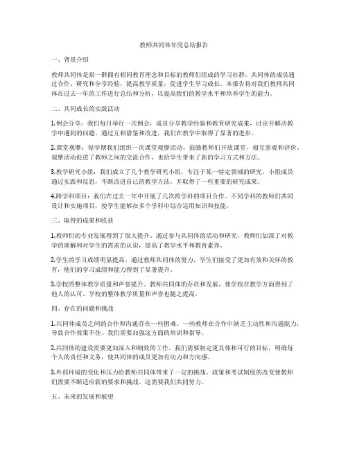 教师共同体年度总结报告