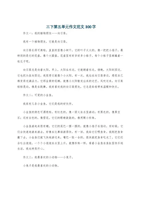 三下第五单元作文范文300字