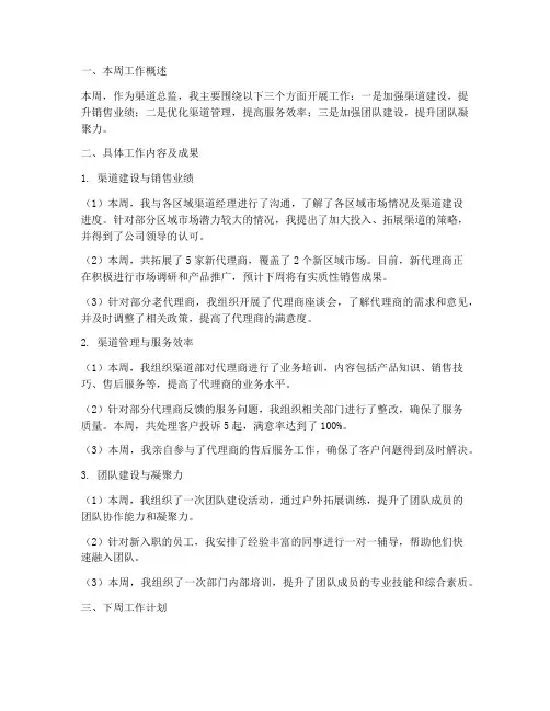 渠道总监周报总结范文
