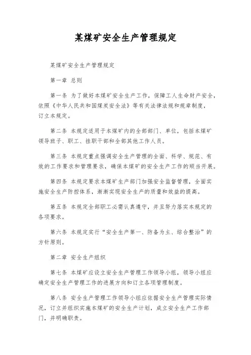 某煤矿安全生产管理规定