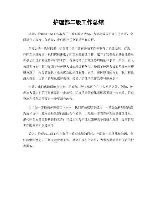 护理部二级工作总结