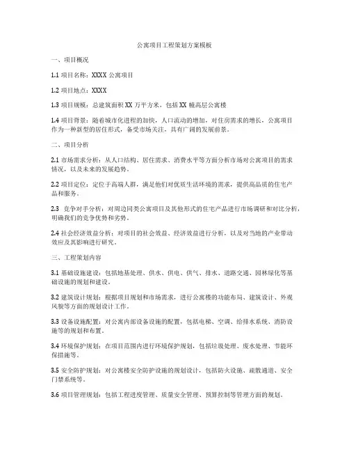 公寓项目工程策划方案模板