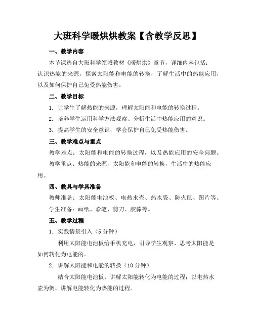 大班科学暖烘烘教案【含教学反思】
