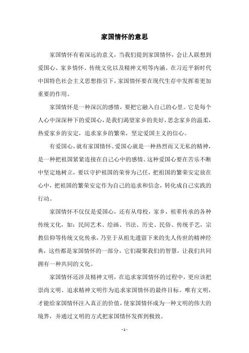 家国情怀的意思