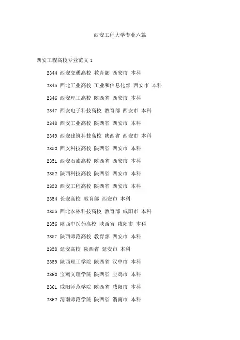西安工程大学专业六篇