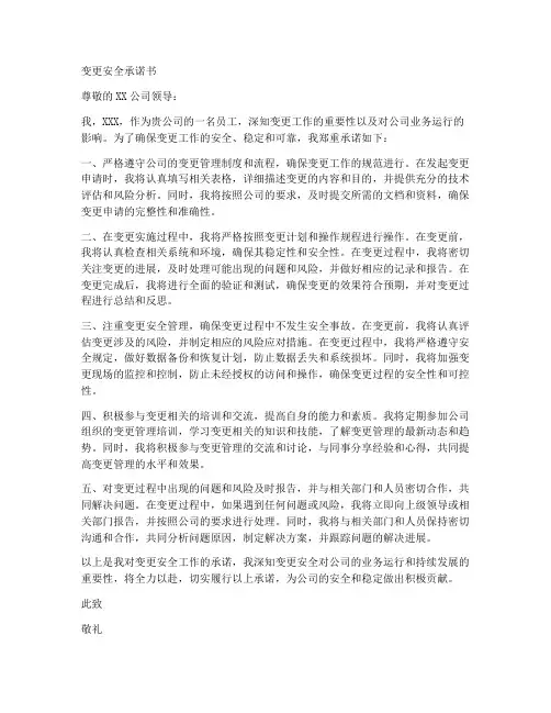 变更安全承诺书
