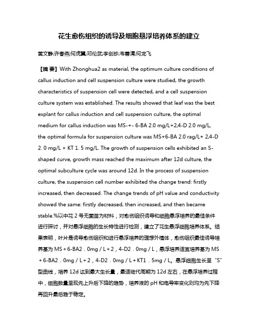 花生愈伤组织的诱导及细胞悬浮培养体系的建立