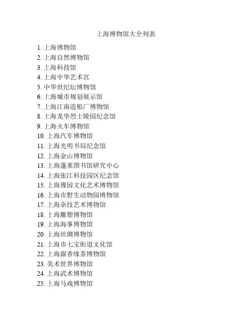上海博物馆大全列表