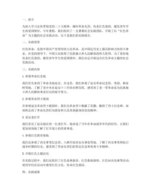 暑期社会实践之红色革命