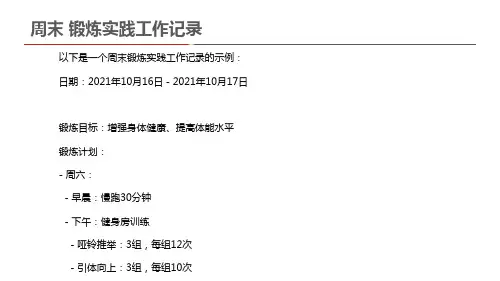周末 锻炼实践工作记录