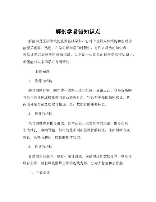 解剖学易错知识点