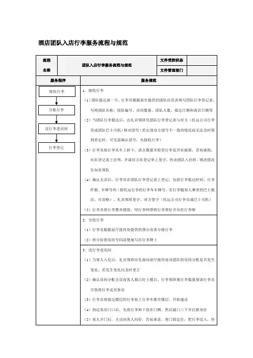 酒店团队入店行李服务流程与规范