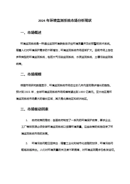 2024年环境监测系统市场分析现状