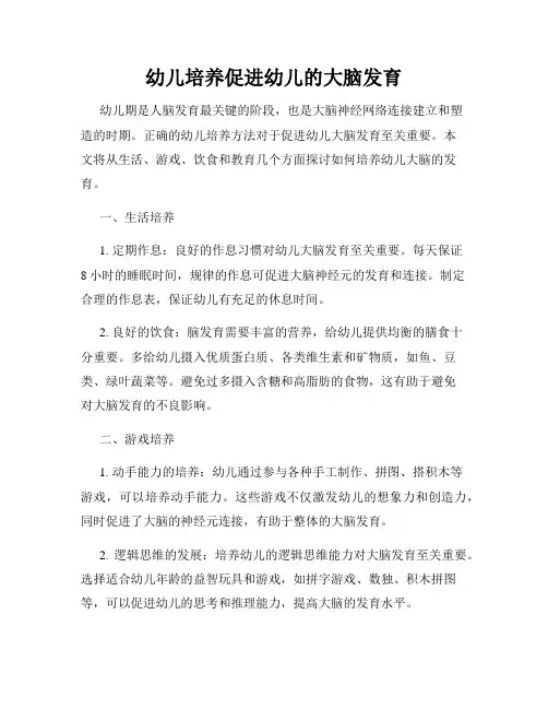幼儿培养促进幼儿的大脑发育