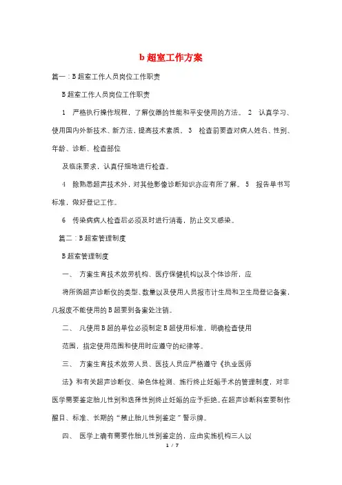b超室工作计划