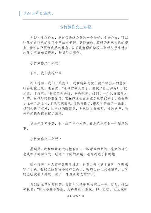 小竹笋作文二年级新