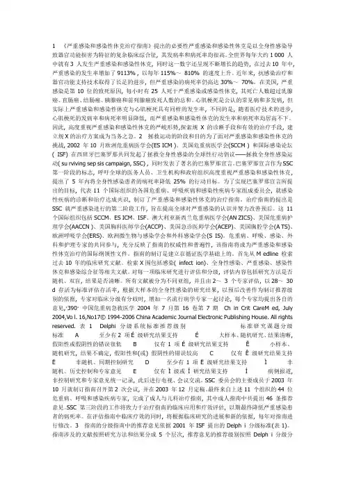 严重感染和感染性休克治疗指南