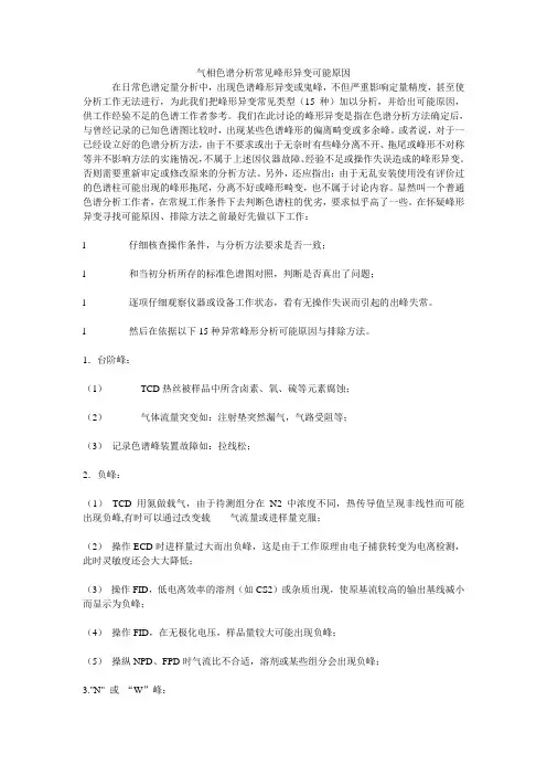 气相色谱分析常见峰形异变可能原因