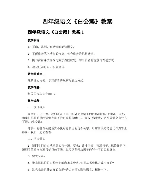 四年级语文《白公鹅》教案