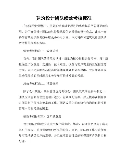 建筑设计团队绩效考核标准