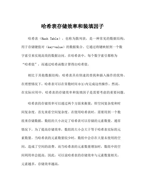 哈希表存储效率和装填因子