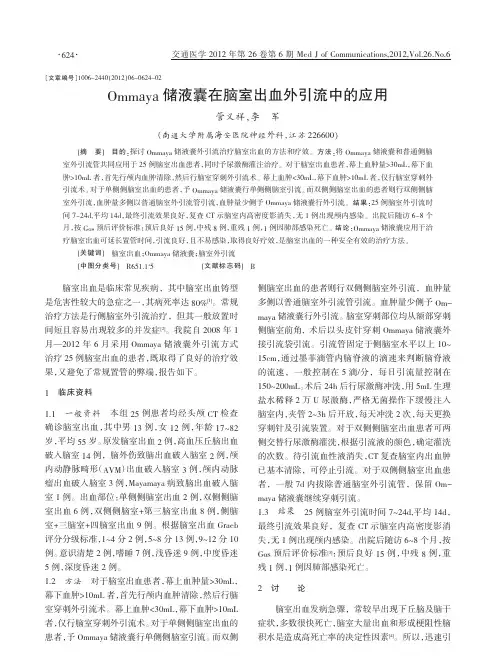 Ommaya储液囊在脑室出血外引流中的应用