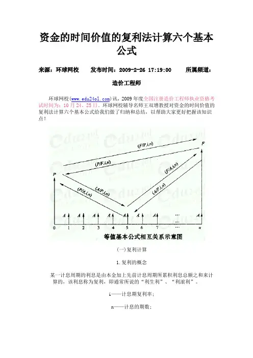 资金的时间价值的复利法计算六个基本公式