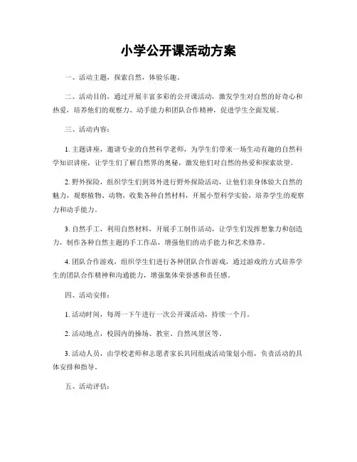 小学公开课活动方案