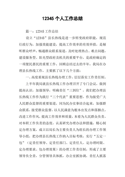 12345个人工作总结