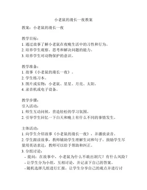 小老鼠的漫长一夜教案
