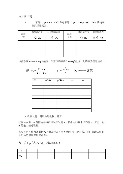 南工大化工原理第六章习题解答