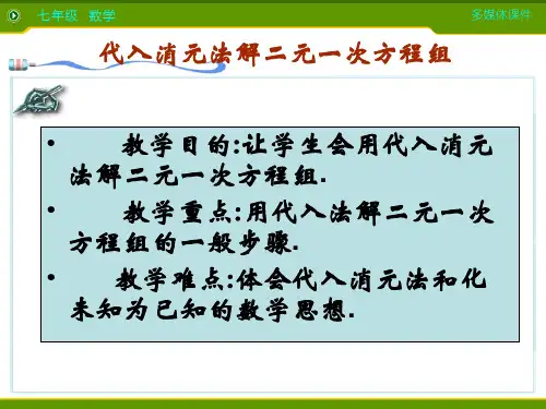 .  代入消元法解方程()    优秀课特等奖 课件