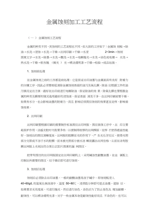 金属蚀刻加工工艺流程