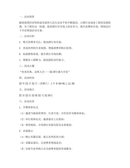 酒行开业策划活动方案模板
